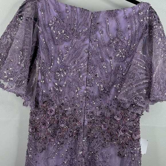 MAC DUGGAL Vintage Lilac Flutter Sleeve Evening Gown Maxi Dress Size 8 NEW 67493 - Picture 14 of 15